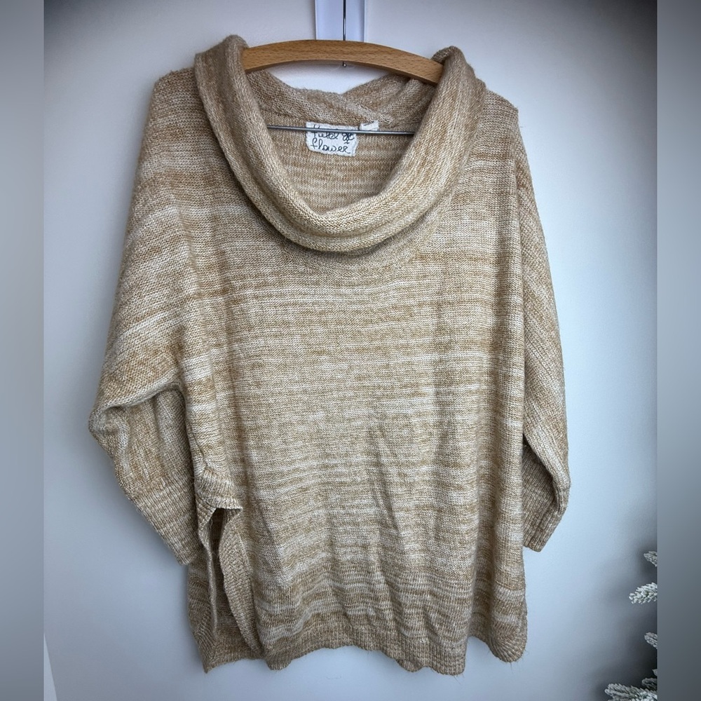 Field Flower Cozy Tan Cowl Neck Sweater